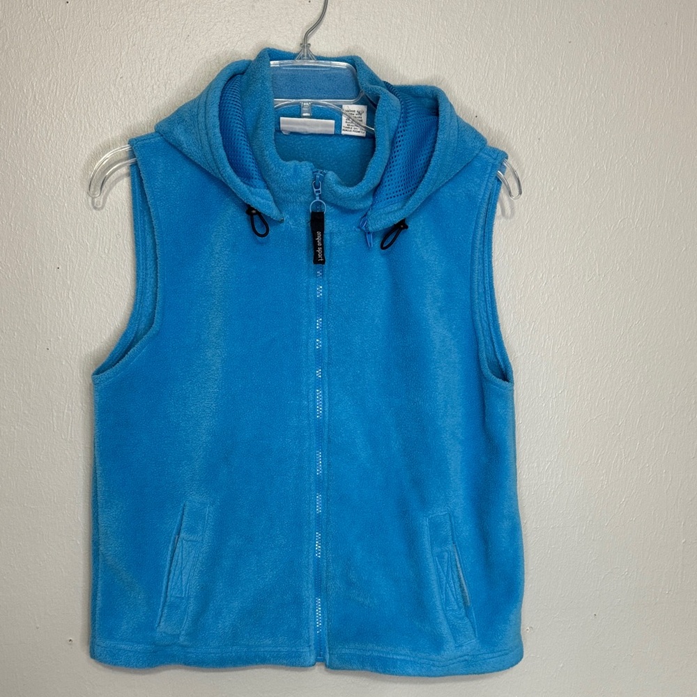Onque sport Blue Fleece Sleeveless Hoodie Vest w/ removable hood